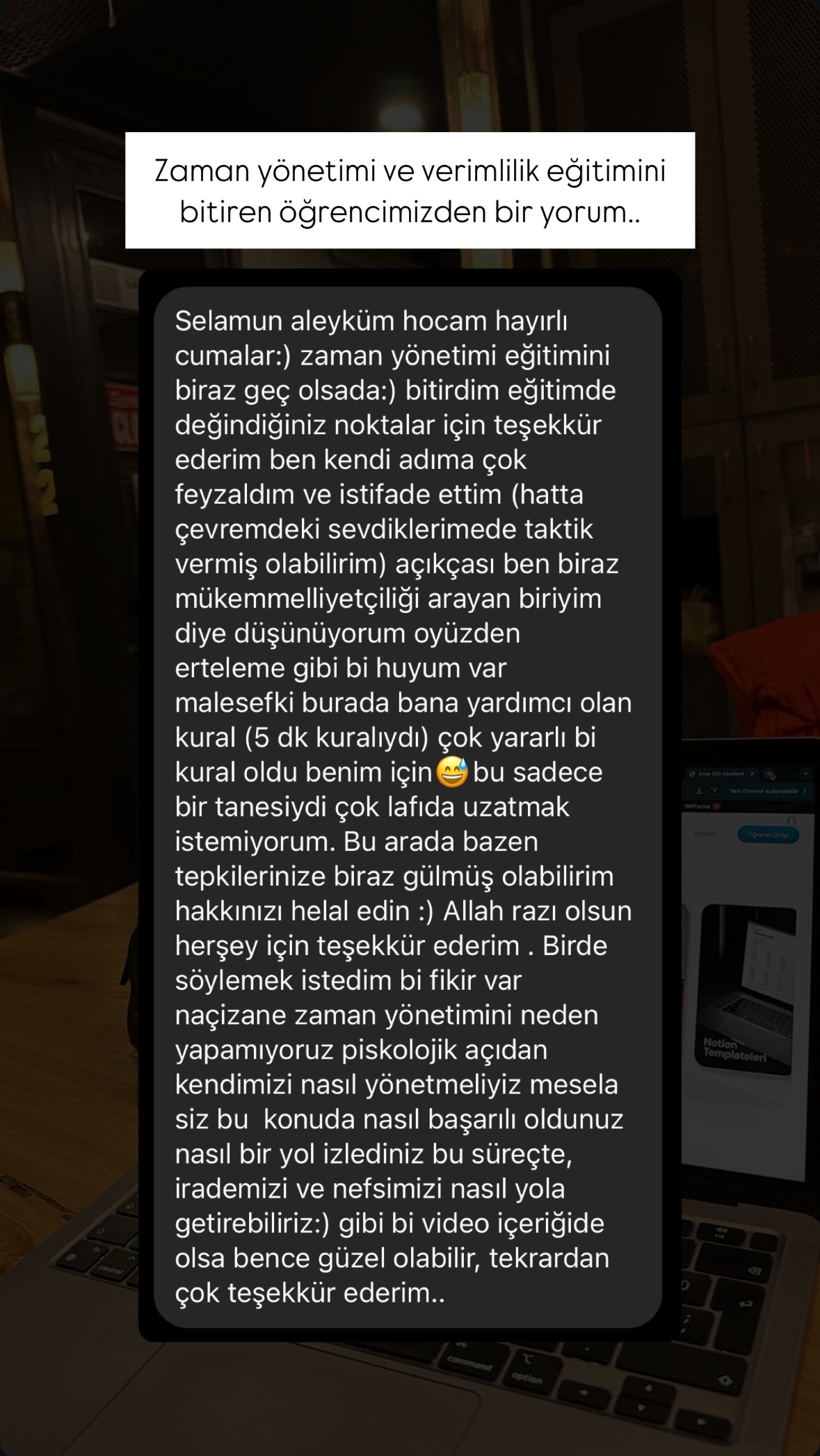 Danışan mesajı