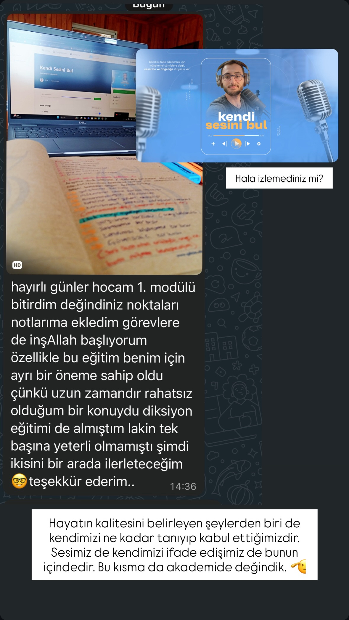 Danışan mesajı